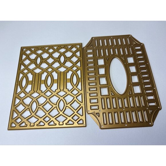 Anna Griffin Teilage Lattice Gate Metal Cutting Dies Gold Intricate Design Craft - Picture 8 of 12